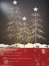 Lightshare Snowy Fir Tree: Christmas Tree with Warm White Lights – Indoor and Outdoor Options and Various Sizes and Packs