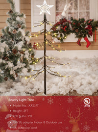 Lightshare Snowy Fir Tree: Christmas Tree with Warm White Lights – Indoor and Outdoor Options and Various Sizes and Packs