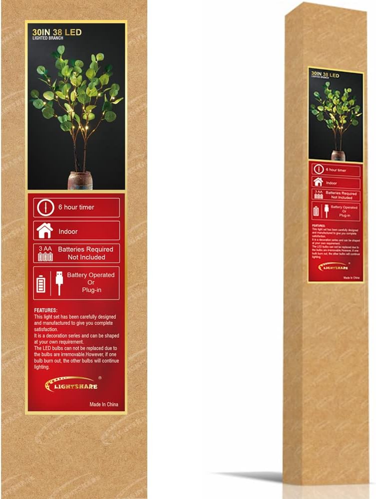 30IN Lighted Eucalyptus Twigs