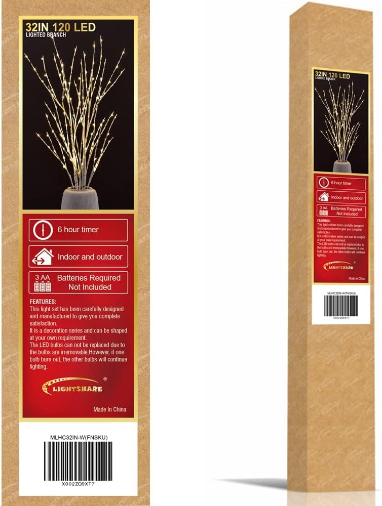 Lighted Artificial Birch Twigs - 32IN and 41IN Options Available
