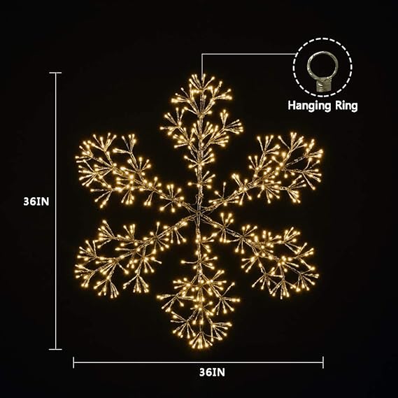 Warm White Snowflake Light - 24IN and 36IN Options Available