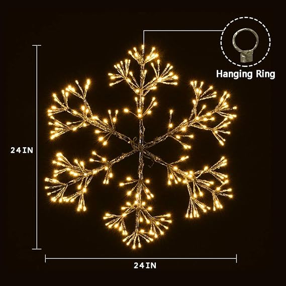 Warm White Snowflake Light - 24IN and 36IN Options Available