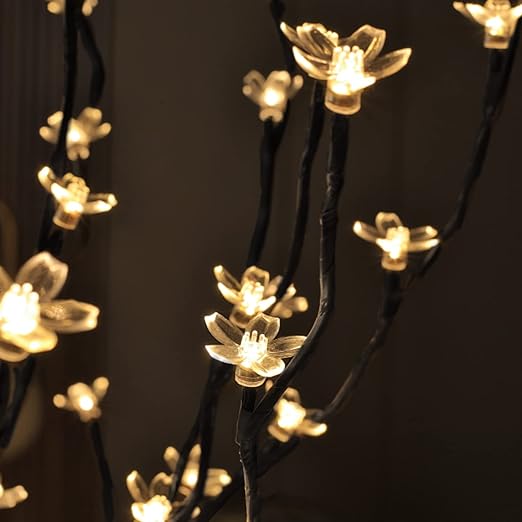Set of 3 Lighted Cherry Blossom Trees, Multicolor and Warm White Options
