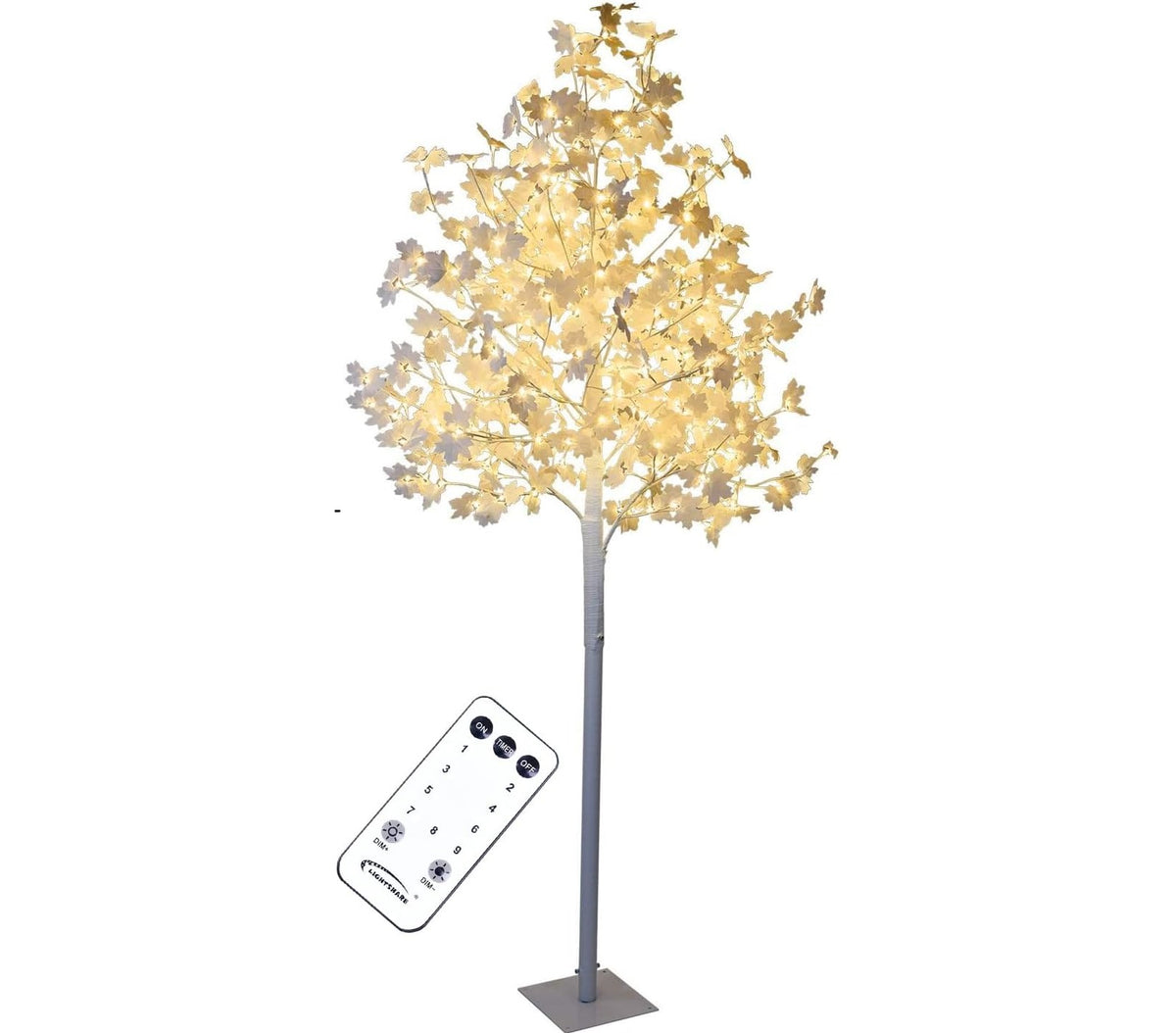 Maple Tree Harvest Décor, White Leaves, Warm White and Cold White Lights