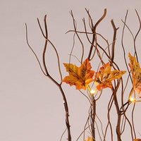 36IN Natural Willow Twigs with Maple Leaf, Brown Finish