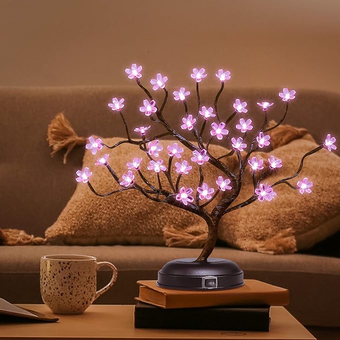 16IN Cherry Blossom Tree Lamp, Pink White