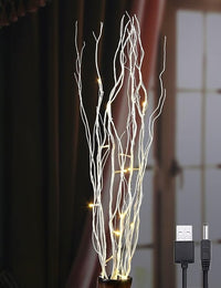 36IN Lighted Natural Twigs, White