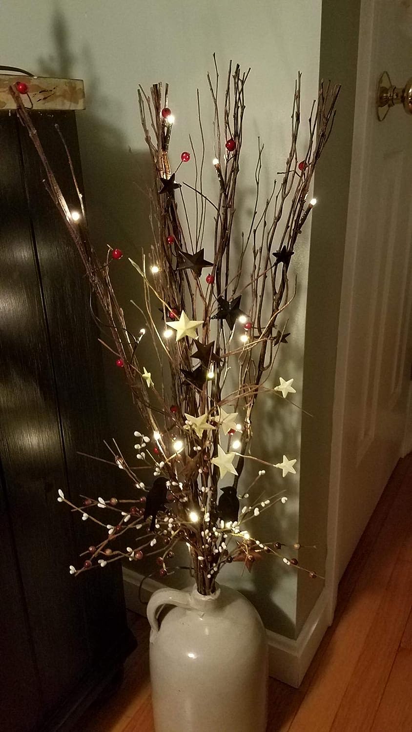 Lighted Natural Willow Twig Branch for Home Decoration, USB Plug-in and Battery Powered