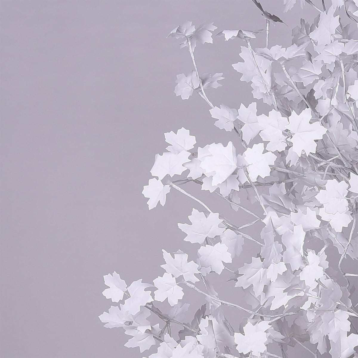 Maple Tree Harvest Décor, White Leaves, Warm White and Cold White Lights