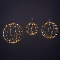 Light Ball Yard Decoration Pathway Lights Sphere Light, Pack of 3 (12'' 16'' 20''), Fold Flat Metal Frame Indoor Outdoor Waterproof Garden Lights, Plug in(Set of 3)