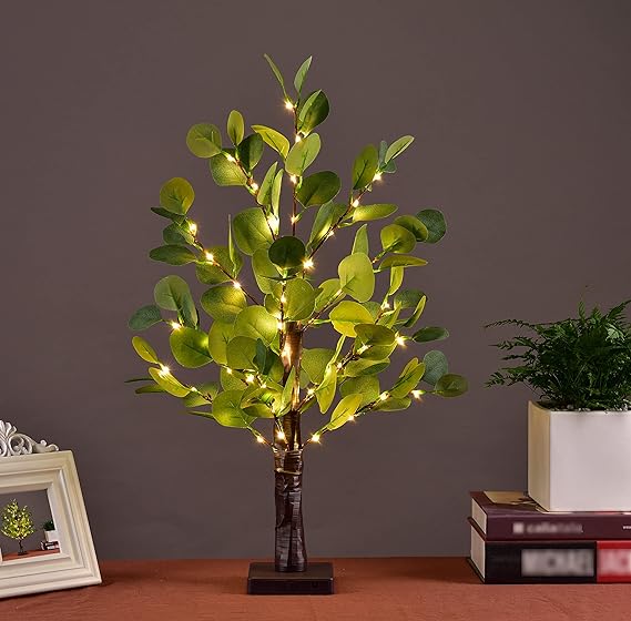 24IN Lighted Eucalyptus Tree Lamp