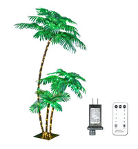 Lighted 6FT Gorgeous Palm Tree 3-Trunk Artificial Palm Tree 203LED Lights for Decoration Outdoor and Indoors Tiki Bar Christmas Patio Pool