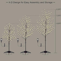 Set of 3 Lighted Cherry Blossom Trees, Multicolor and Warm White Options