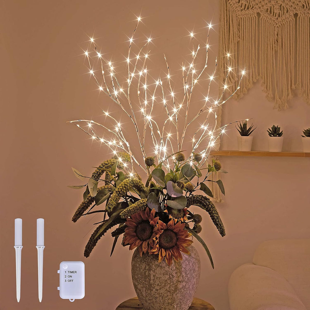 Lighted Artificial Birch Twigs - 32IN and 41IN Options Available