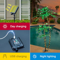 Lighted 6FT Gorgeous Palm Tree 3-Trunk Artificial Palm Tree 203LED Lights for Decoration Outdoor and Indoors Tiki Bar Christmas Patio Pool
