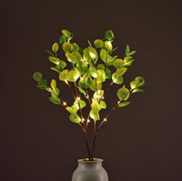 30IN Lighted Eucalyptus Twigs, Light Green