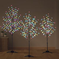 Set of 3 Lighted Cherry Blossom Trees, Multicolor and Warm White Options