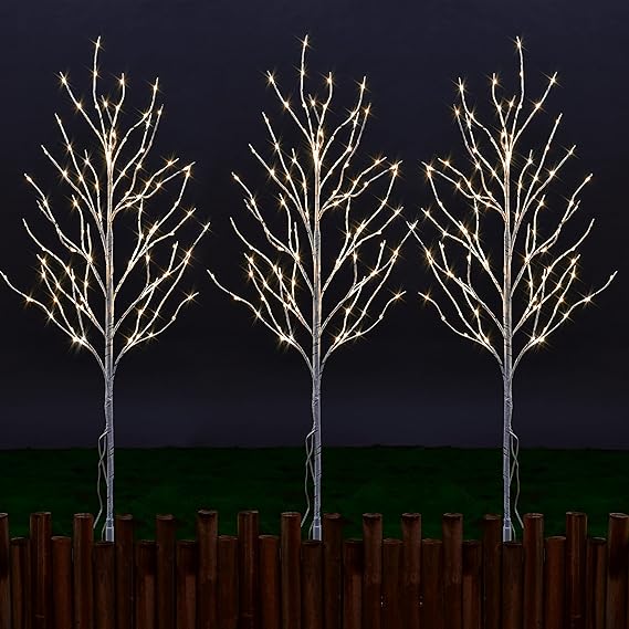 41IN Lighted Birch Twigs, Pack of 3
