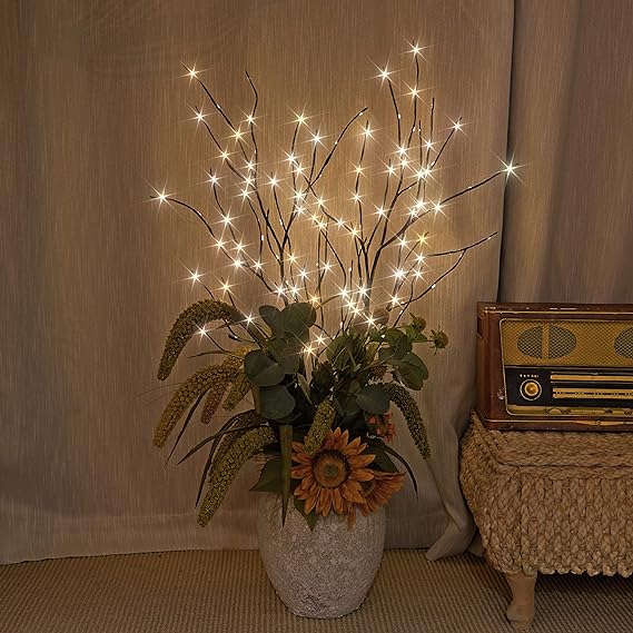 41IN Lighted Artificial Birch Twigs, Pack of 3 –