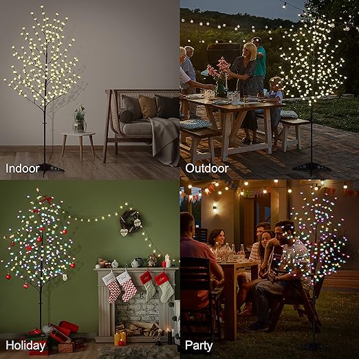 6.5ft Lighted Cherry Blossom Tree, Multicolor