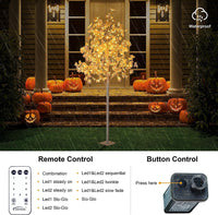 Maple Tree Harvest Décor, White Leaves, Warm White and Cold White Lights