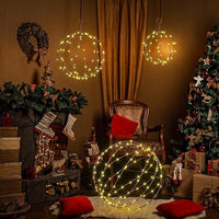 Light Ball Yard Decoration Pathway Lights Sphere Light, Pack of 3 (12'' 16'' 20''), Fold Flat Metal Frame Indoor Outdoor Waterproof Garden Lights, Plug in(Set of 3)