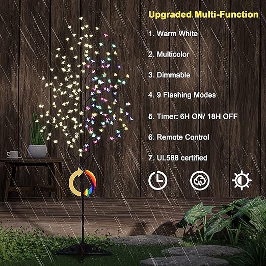 6.5ft Lighted Cherry Blossom Tree, Multicolor