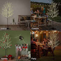 Set of 3 Lighted Cherry Blossom Trees, Multicolor and Warm White Options