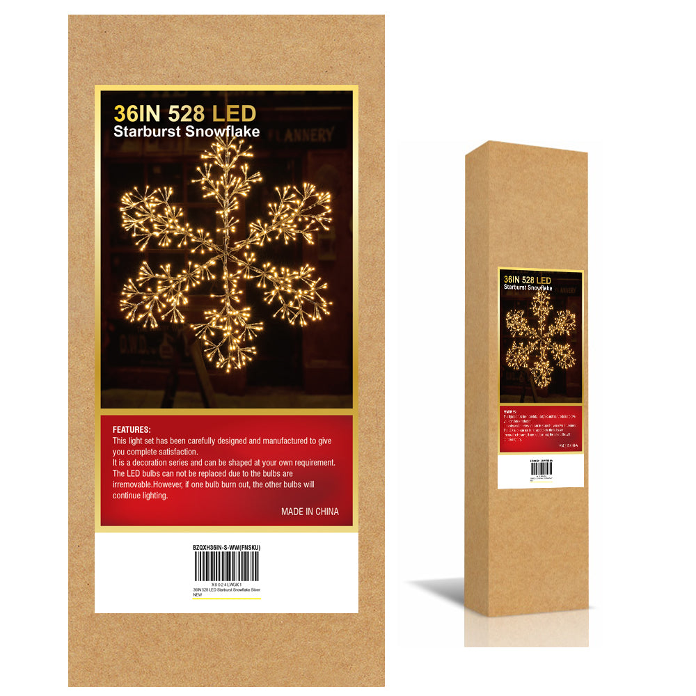Warm White Snowflake Light - 24IN and 36IN Options Available