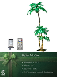 Lighted 6FT Gorgeous Palm Tree 3-Trunk Artificial Palm Tree 203LED Lights for Decoration Outdoor and Indoors Tiki Bar Christmas Patio Pool