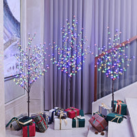 Set of 3 Lighted Cherry Blossom Trees, Multicolor and Warm White Options