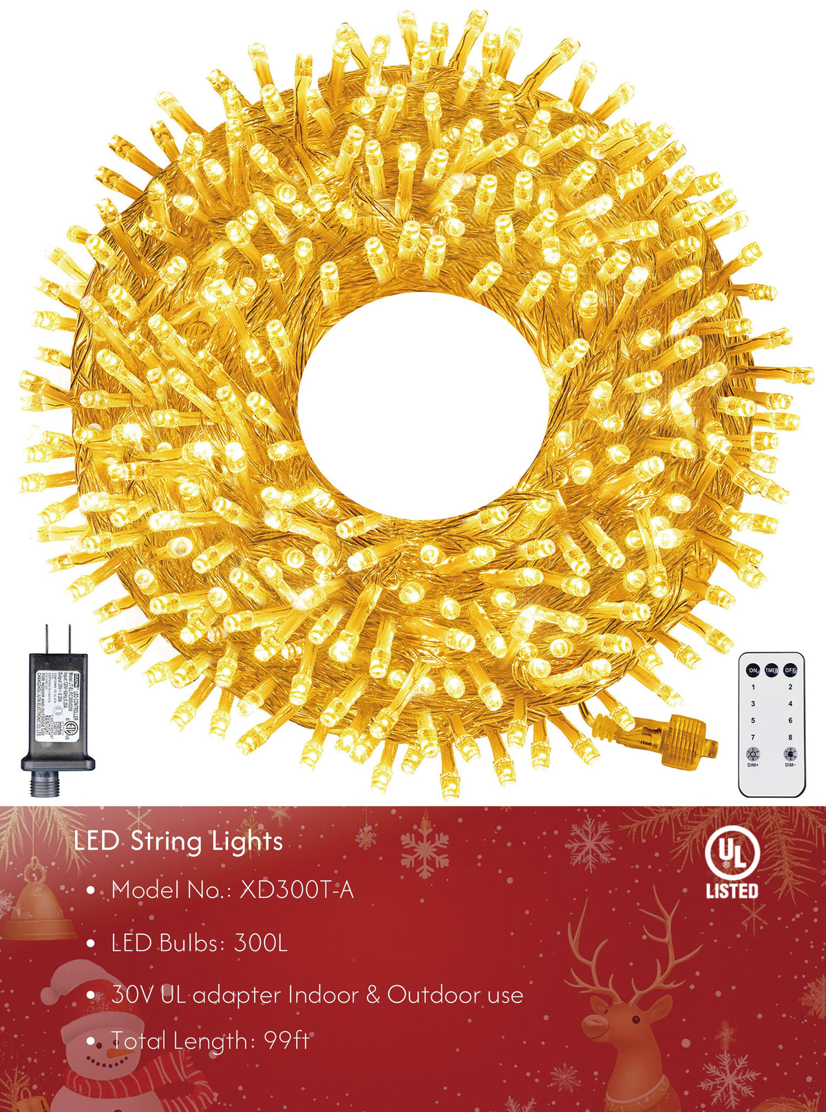 LED Christmas String Lights with Timer Remote & Modes image 1