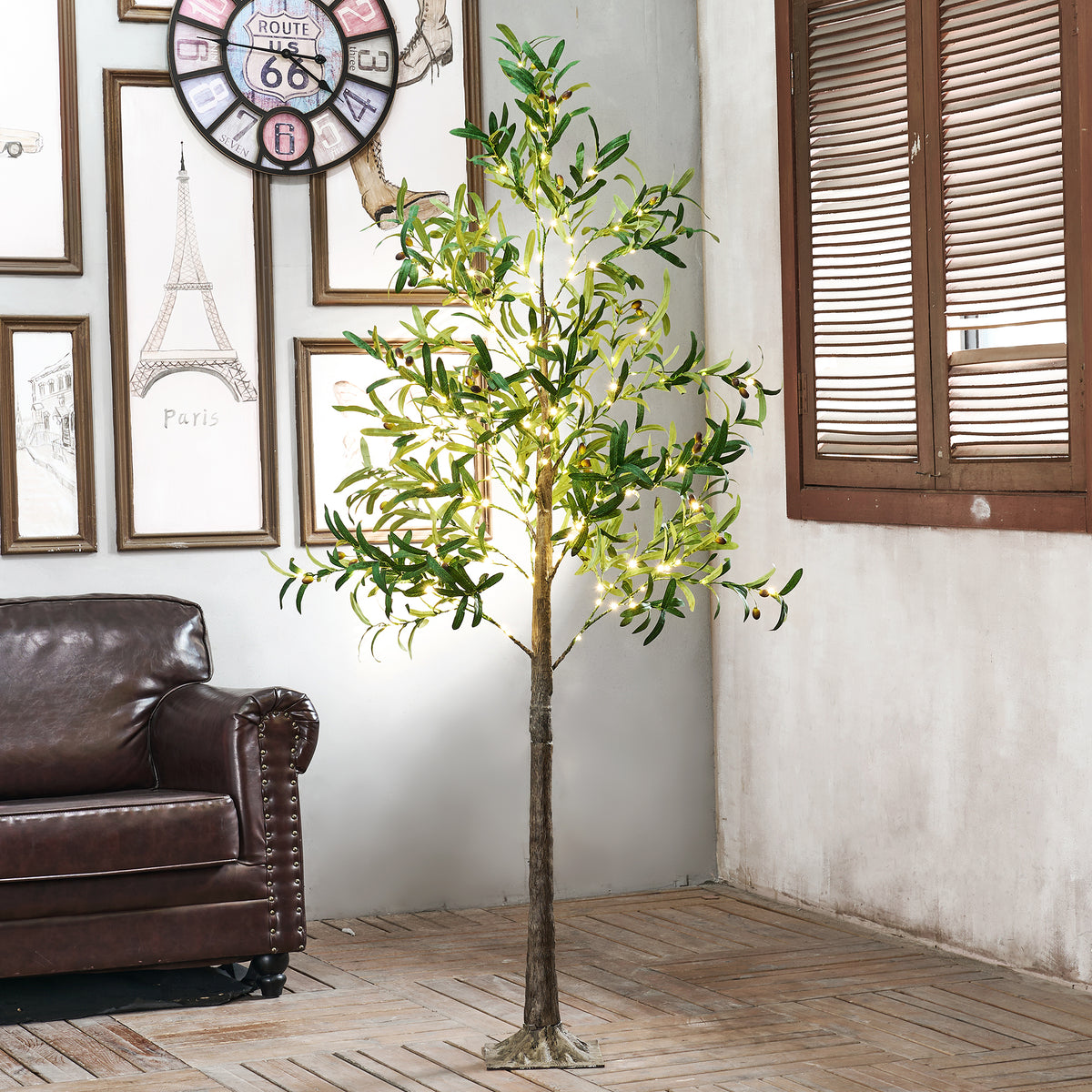 6FT Olive Tree with Fruit, Warm White LEDs, Indoor/Outdoor Decoration image 1