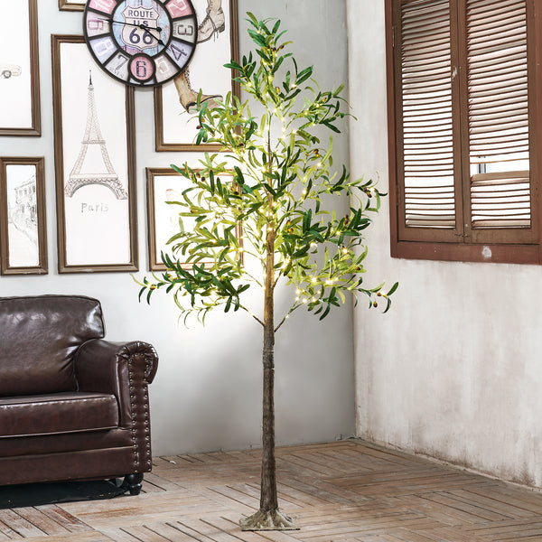 6FT Olive Tree with Fruit, Warm White LEDs, Indoor/Outdoor Decoration