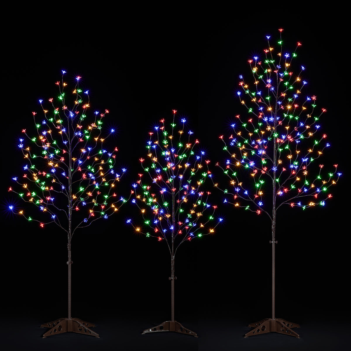Cherry Blossom Tree 3-Pack (4FT, 5FT, 6.5FT), Multicolor LEDs, Indoor/Outdoor Holiday Decoration image 3