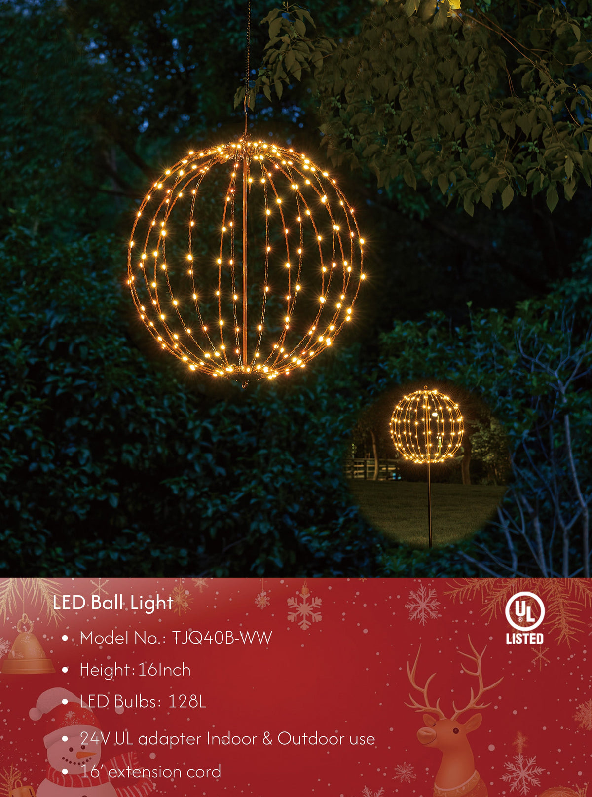 LED Ball Light, Warm White, Various Sizes and Finishes image 1