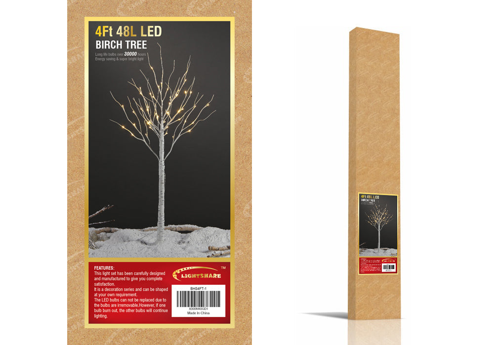 LIGHTSHARE 4 Feet Birch Tree, 48 LED Lights, Warm White, for Home, Festival, Party, and Christmas Decoration, Indoor and Outdoor Use image 5