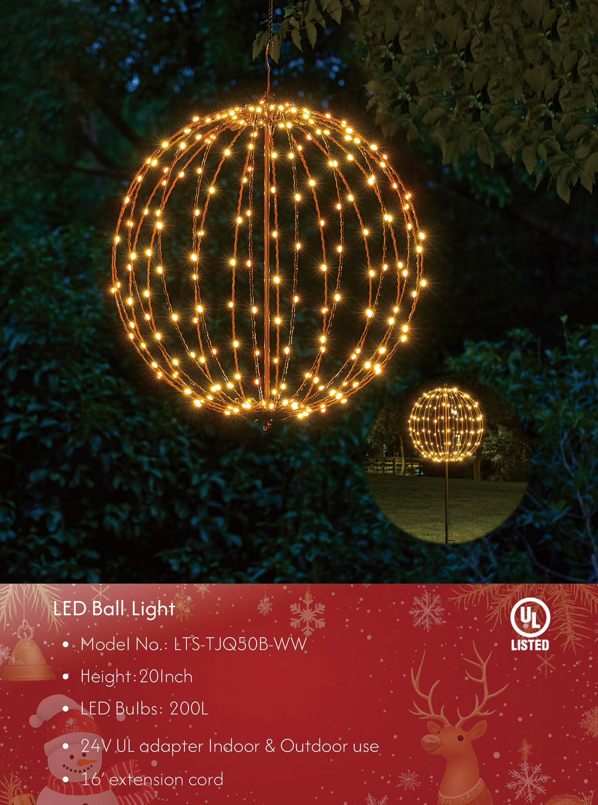 LED Ball Light, Warm White, Various Sizes and Finishes image 1