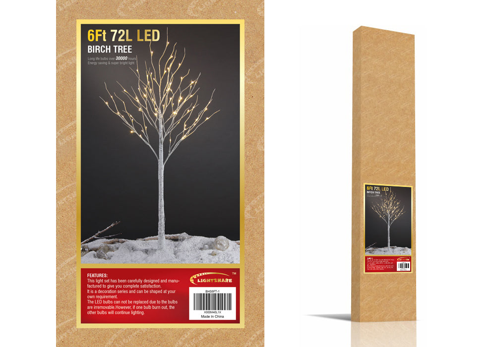 6FT Birch Tree Light with 72 Warm White LEDs, Elegant Home Decoration for Events and Holidays image 5