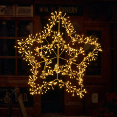 24IN Gold Frame Star Light with Warm White LEDs, Indoor/Outdoor Holiday Decoration image 4