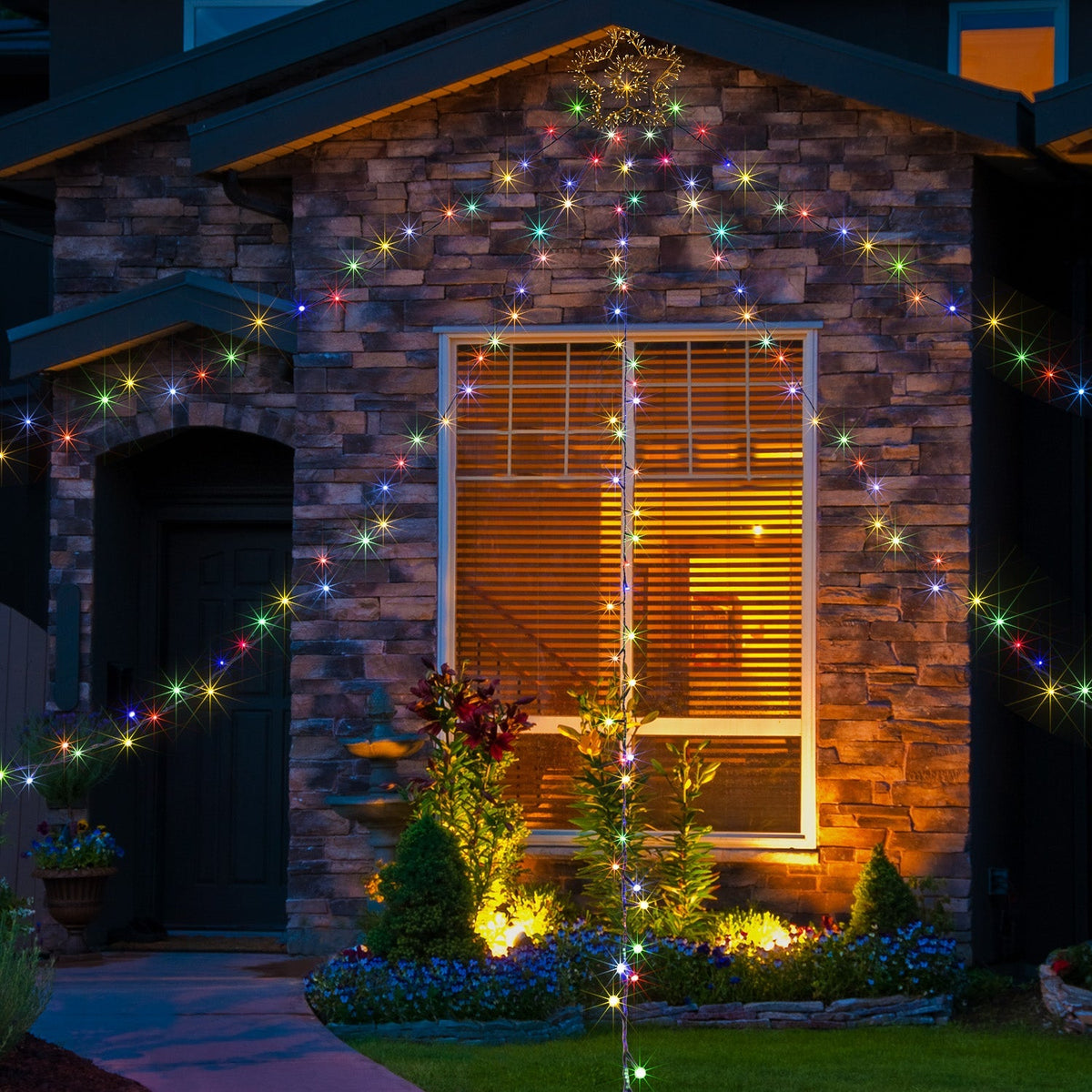 750-LED Christmas String Lights, Transparent Cord, Multi-color + Warm White, 9 Modes with Timer Remote, Indoor/Outdoor image 6