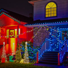 300-LED Christmas String Lights, Transparent Cord, Multi-color + Warm White, 9 Modes with Timer Remote, Indoor/Outdoor image 10