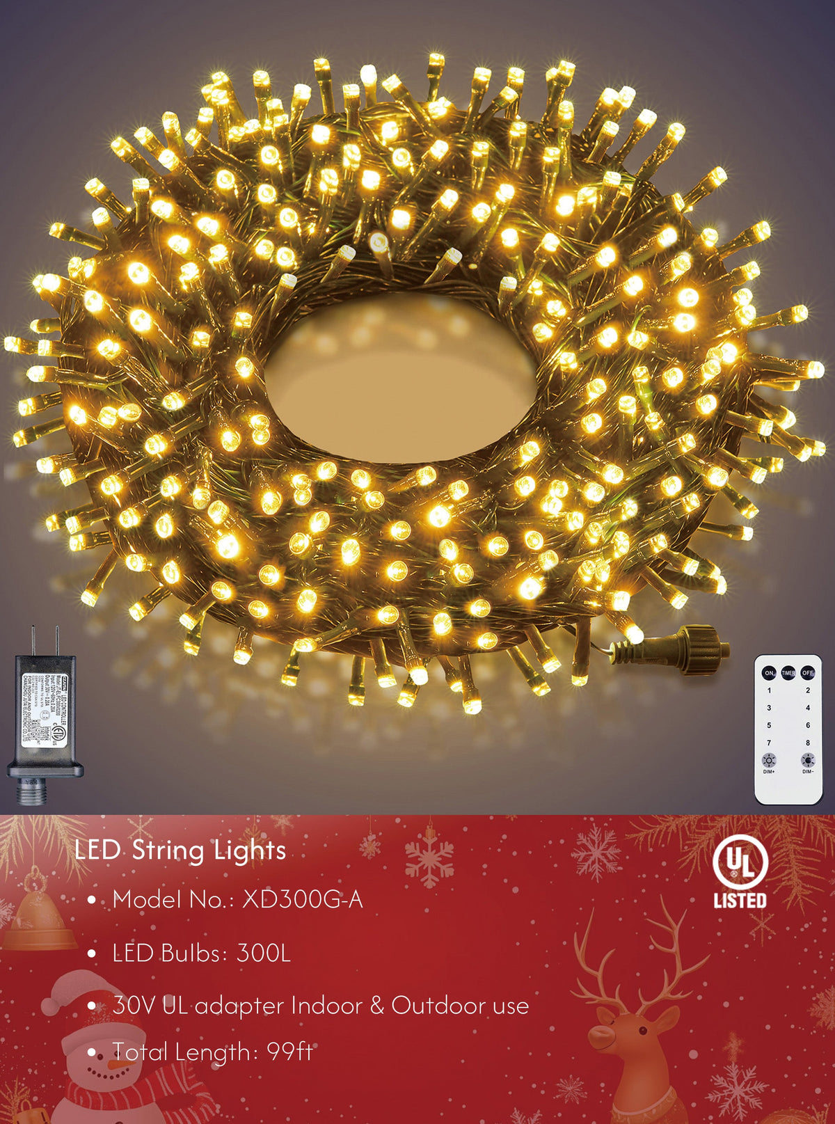 LED Christmas String Lights with Timer Remote & Modes image 1