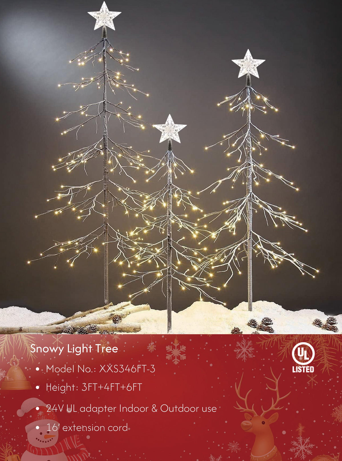 Lightshare Snowy Fir Tree: Christmas Tree with Warm White Lights – Indoor and Outdoor Options and Various Sizes and Packs image 1