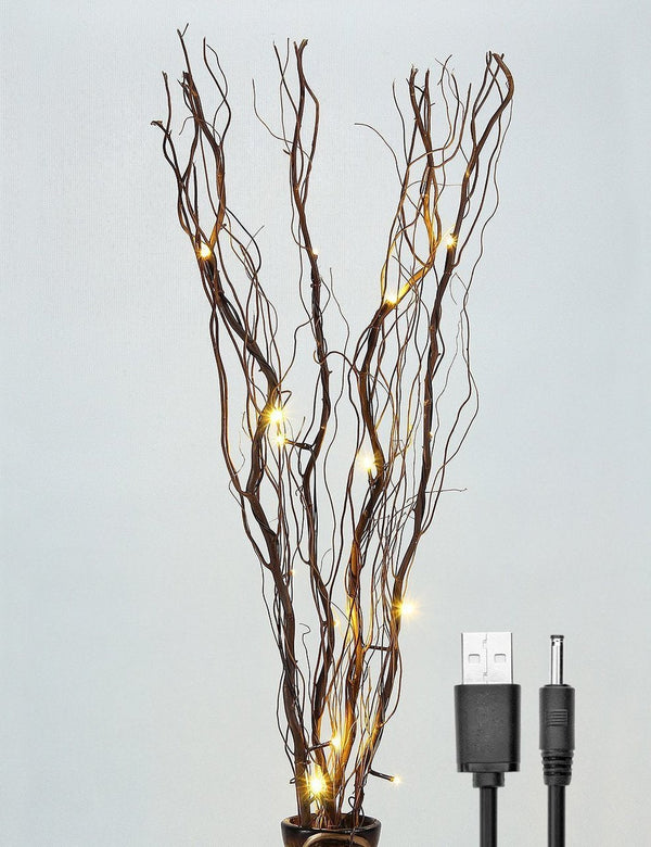 Lighted Natural Willow Twig Branch for Home Decoration, USB Plug-in and Battery Powered