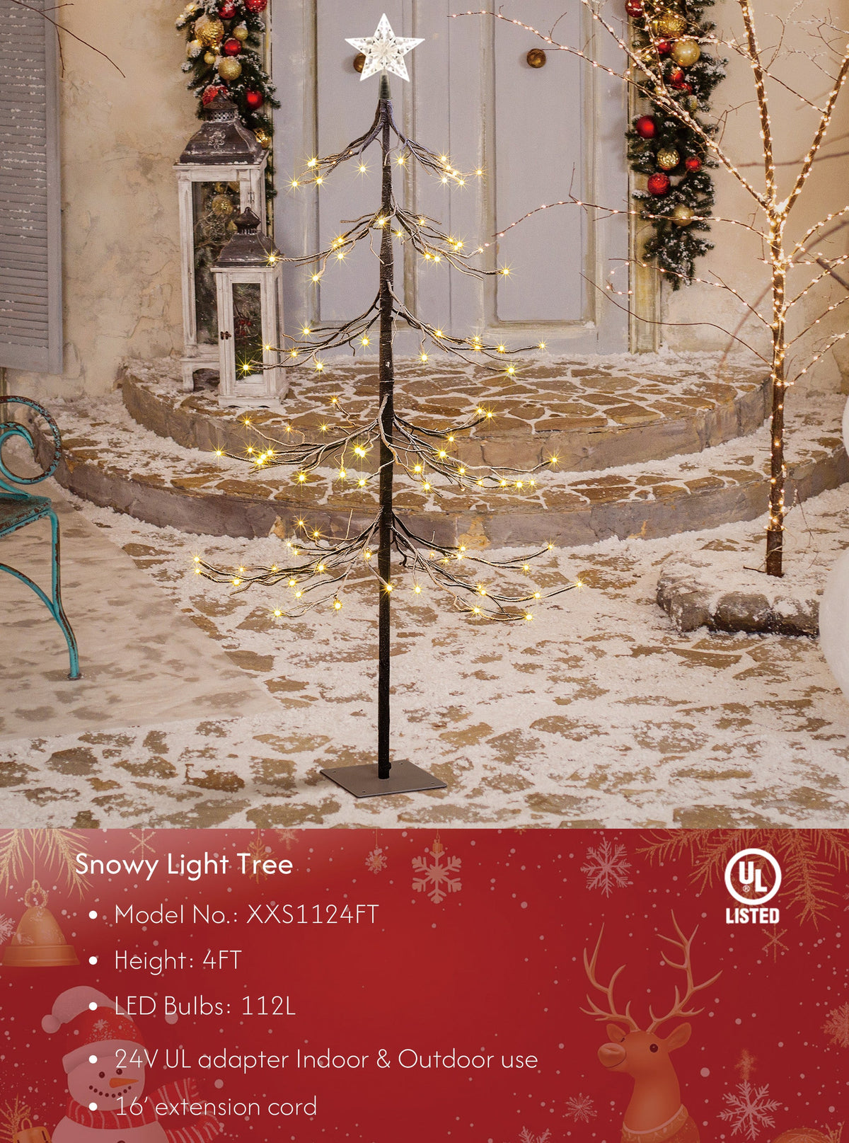 Lightshare Snowy Fir Tree: Christmas Tree with Warm White Lights – Indoor and Outdoor Options and Various Sizes and Packs image 1