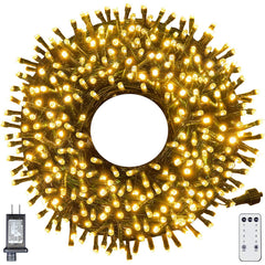 300-LED Christmas String Lights, Green Cord, Warm White, 8 Modes with Timer Remote, Indoor/Outdoor image 6