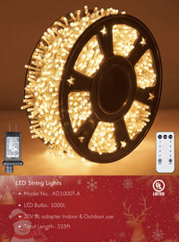 LED Christmas String Lights with Timer Remote & Modes