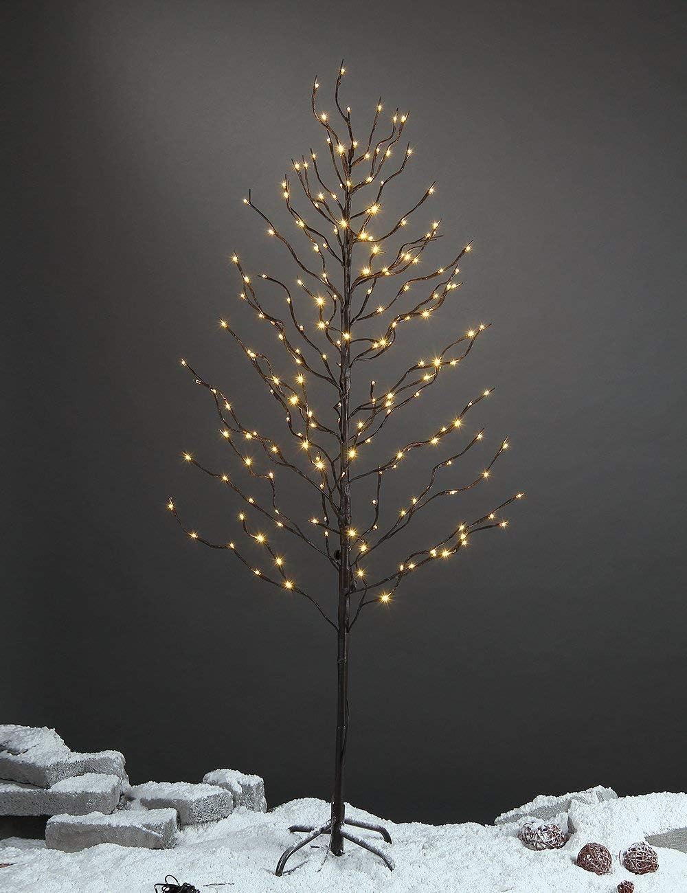 5FT Brown Star Light Tree with 200 Warm White LEDs, Indoor/Outdoor Christmas Decoration image 1