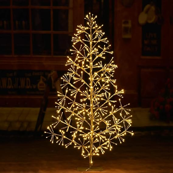 4FT Gold Finish Artificial Christmas Tree Light with Warm White LEDs, Indoor/Outdoor Holiday Decoration image 3